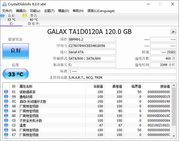 硬盘信息检测工具(CrystalDiskInfo)截图1