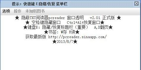 隐蔽透明TXT阅读器Pcreader截图1